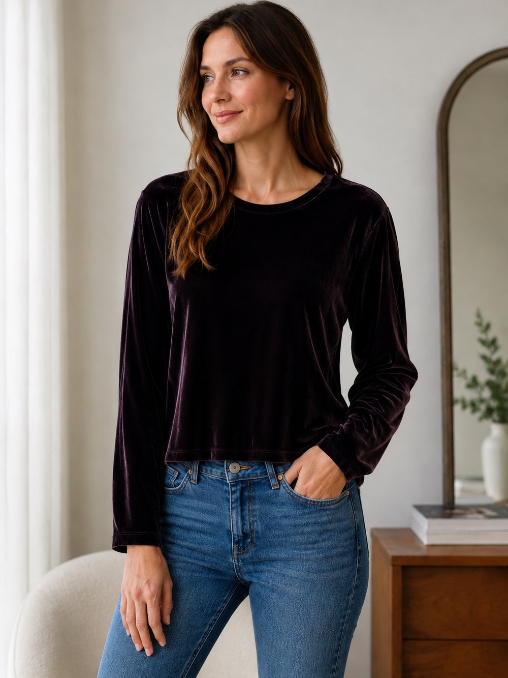 Eileen Fisher Velvet Blouse Cassis Colour